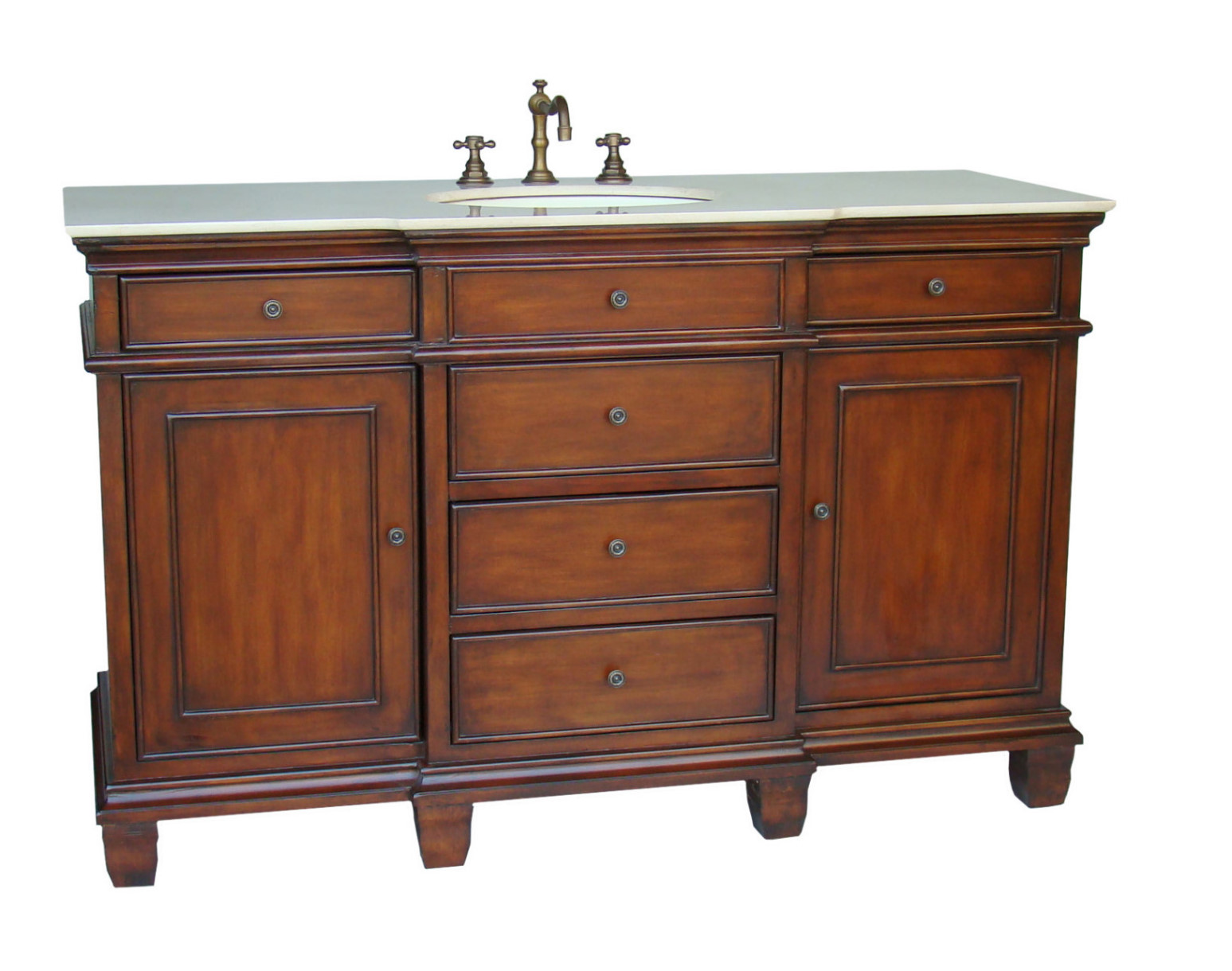 56Inch Dunsmore Vanity Single Sink Vanity Chestnut Finish Vanity